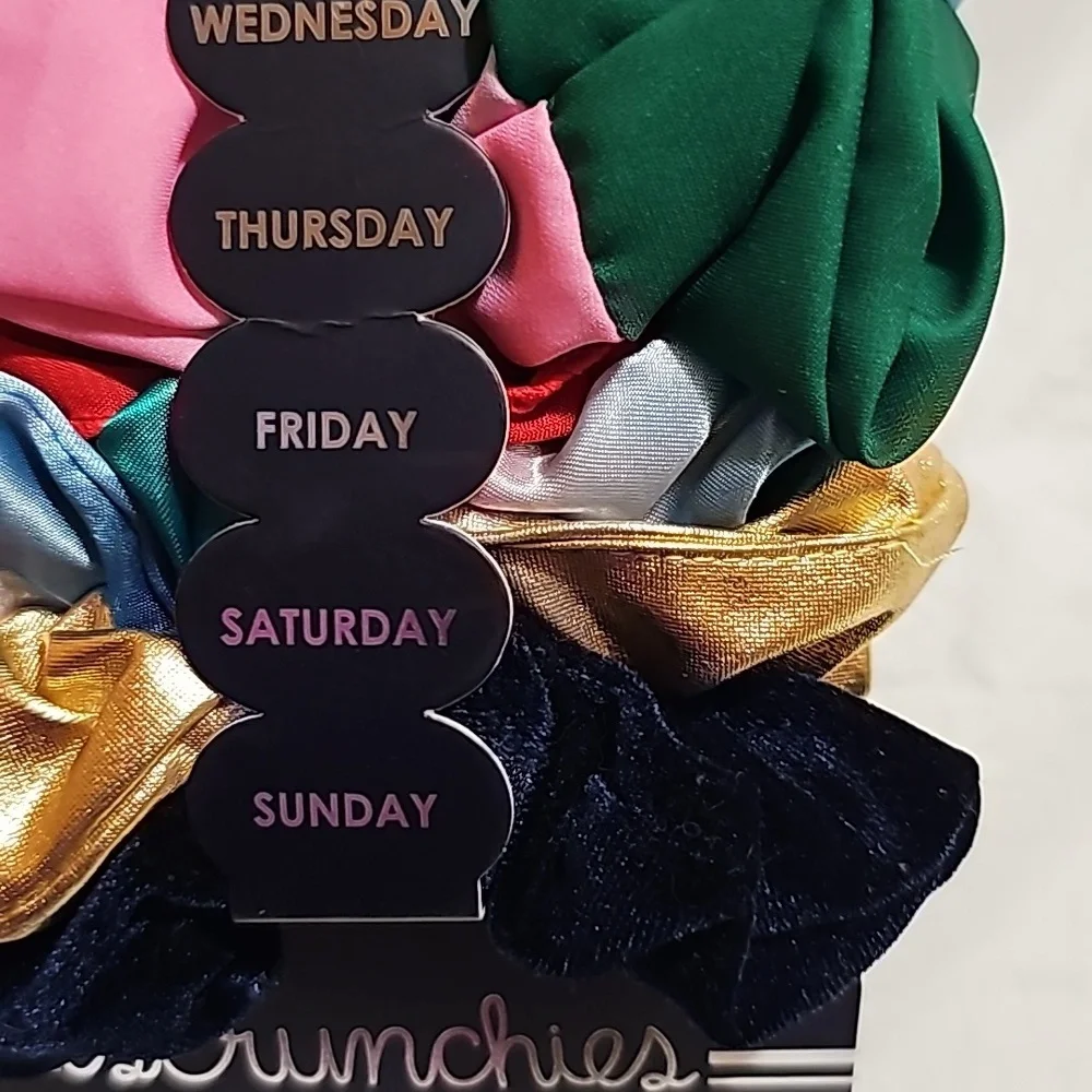 Packed Party Days of the Week Scrunchie Set in a Variety of Colors and Materials